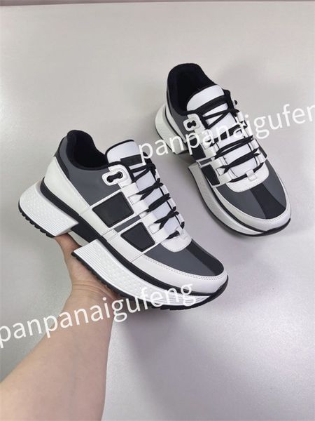 

2023 r sneaker trainer running shoes calfskin leather whiteblue letter overlays platform low sneakers mens woman shoes size 35-45 fd230501, Black