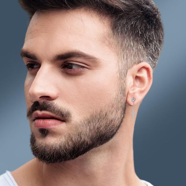 

knot iogou women's religion earrings original 925 sterling silver round cut 4mm moissanite tassel chain cross drop earrings women men