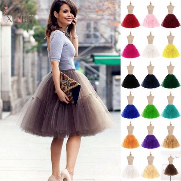 

6 layers tulle tutu skirt flare puffy petticoat dress princess robe mariage lolita dress party prom gown, White