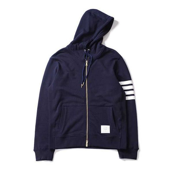 

tsc5 men's hoodies sweatshirts british style tb terry zipper cardigan hoodie jacket trend versatile loose tb jacket, Black