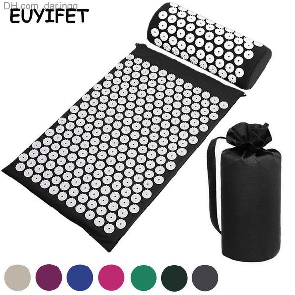 

acupuncture massage yoga mat back body head neck foot relieve pain stress spike acupressure mat needle massager cushion/pillow q230826