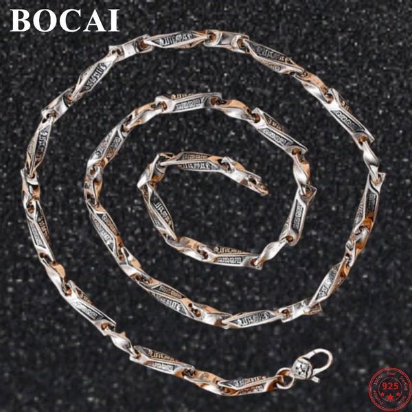 

diamonds bocai trendy s sterling sier necklace 2023 fashion six syllable mantra twistchain pure argentum neck jewelry for women men, Black