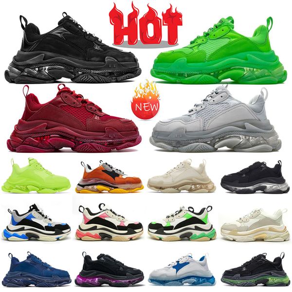 

designer mens womens running shoes new product triple s orange black white blue red green vintage beige crystal clear sole outdoor sport sne