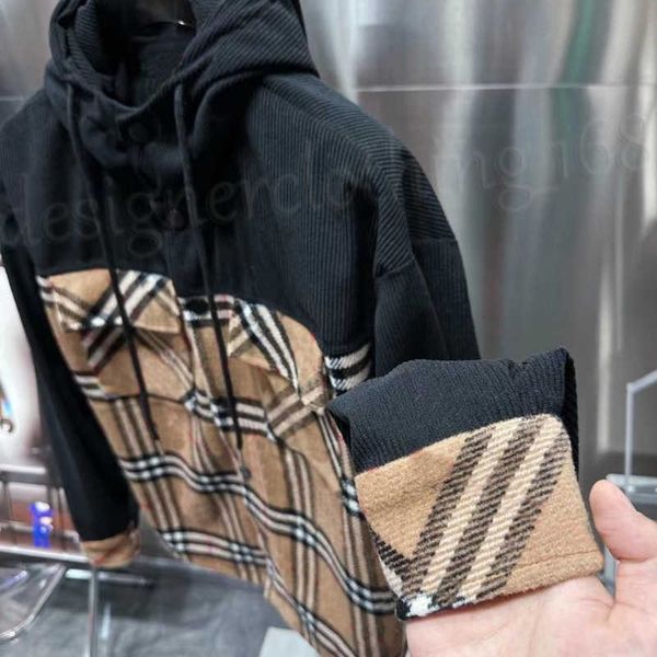 

bby men's jackets designer hoodies burb fashion cardigan jacket classic plaid panel long sleeve hooded coat men, Black;brown
