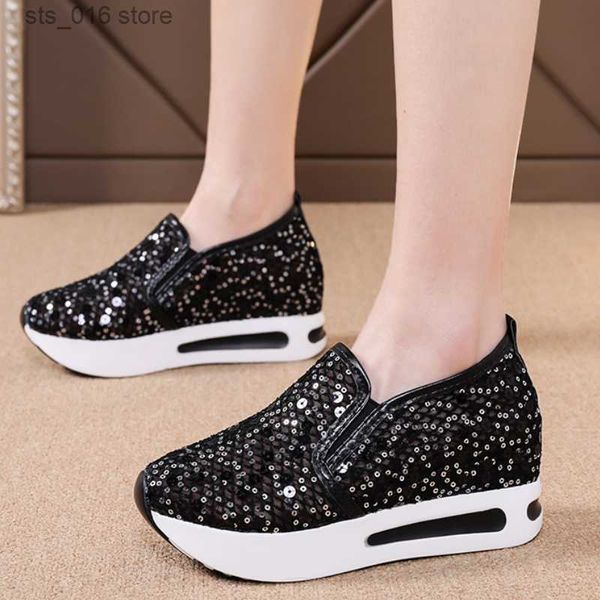 

dress shoes hidden wedge sneakers women 2022 gold silver women casual shoes walking summer sneakers on platform shoes zapatillas mujer t2308, Black