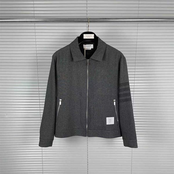 

men's jackets tb tom autumn/winter new polo collar zipper classic jacket coat casual fashion comfortable four bar jacket, Black;brown