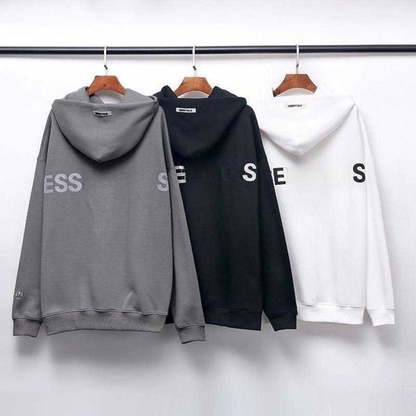 

mens hoodie double-line essentialhoodies fashion reflective sweatshirt designer hoodies men women high street loose hooded sweater casual pu, Black