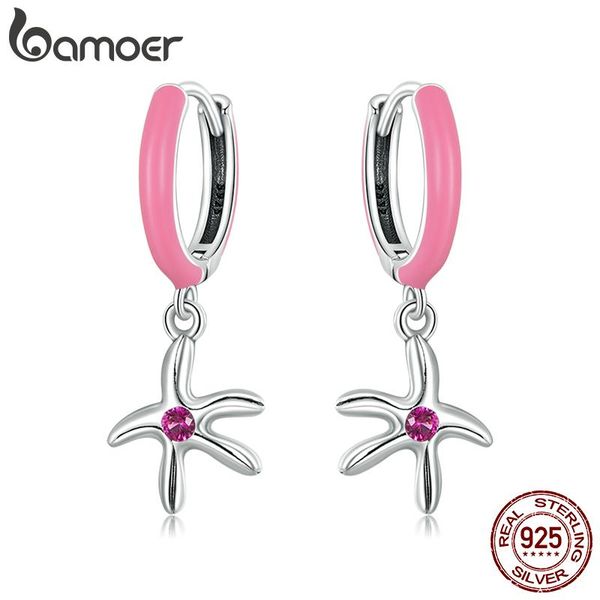 

knot bamoer 925 sterling silver delicate starfish pendant dangle earrings for women fine jewelry beach party drop earrings gift