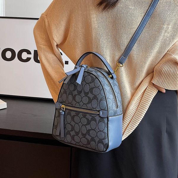 

factory wholesale women shoulder bag 3 colors simple color matching leather leisure backpack joker polka dot fashion handbag printed student