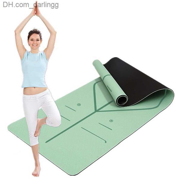 

6mm tpe double layer non-slip yoga pilates mat with position line gymnastics home gym fitness exercise massage pad q230826