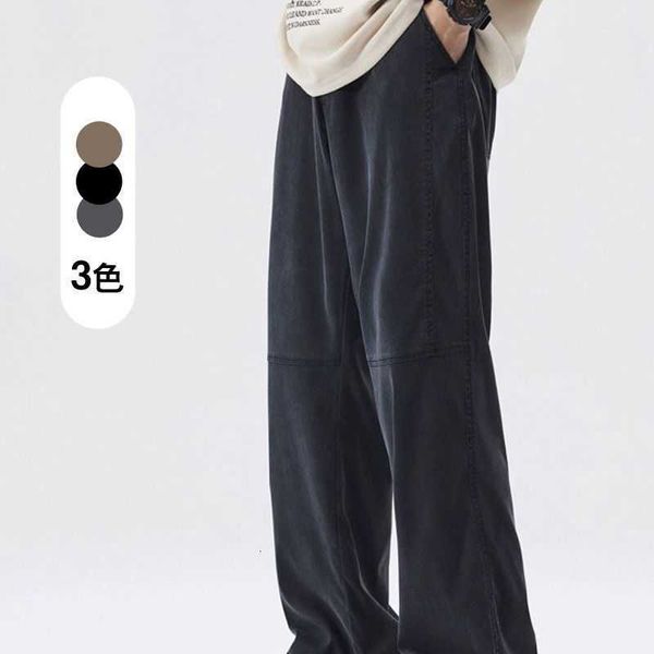 

autumn new jeans mens loose pants lyocell mens straight leg pants large american student pants, Black