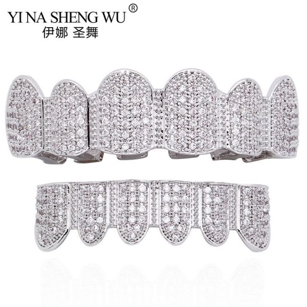 

dental grills zircon teeth for men women body jewelry set accessories hip hop piercing halloween summer gift 230825, Black
