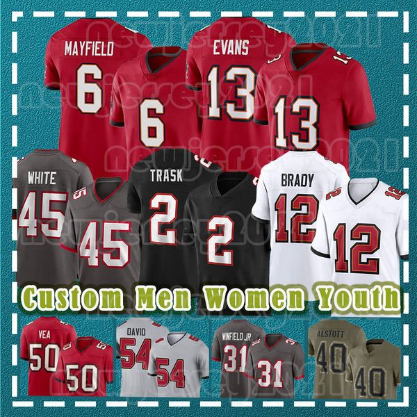 

13 mike evans football jersey tom brady baker mayfieldvita vea devin white buccaneeres lavonte david chris godwin tampas bayes kyle trask an, Black;red