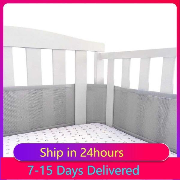

bed rails 2pcs set baby mesh crib bumper liner breathable summer infant bedding bumpers born cot around protector 230826