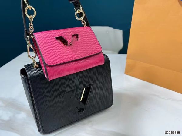 

59885 new 2-in-1 twist denim handbag ripple twin bag classic flip shoulder crossbody bag designer mini wallet chain slung underarm bag small