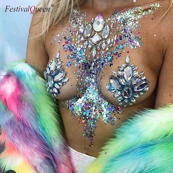 

labret lip piercing jewelry adhesive face gems temporary breast jewels stickers bra cover party body sequins flash make up sticker 230825, Black