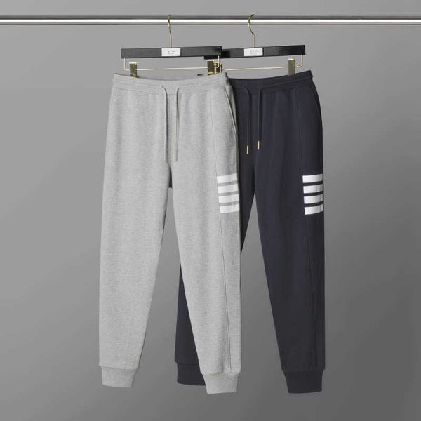 

men's pants side four white bars sports and leisure pants trend fashion pants, Black