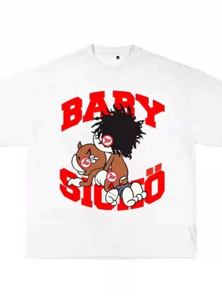 

cmjfmjfresh american fun sicko american street boys and girls autumn/winter short sleeve t-shirt underlay, White;black