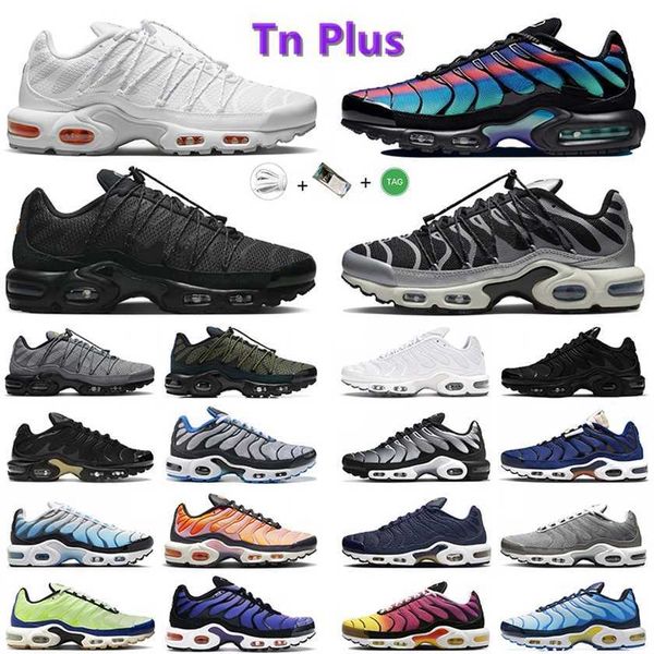 

running tn shoes plus sports sneakers unity toggle lacing triple white black reflective gold sky blue gradient colorway grey men women train