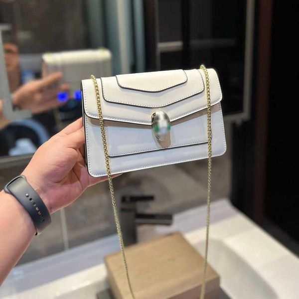 

designer bulgaris bag genuine leather snake head handheld one shoulder advanced small fragrance chain bag 2023 crossbody versatile women&#03