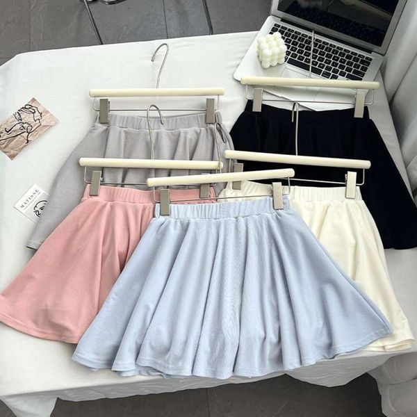 

icy silk pleated skirt for women in summer high waist slimming crotch cover anti exposure casual all matched pure, Black