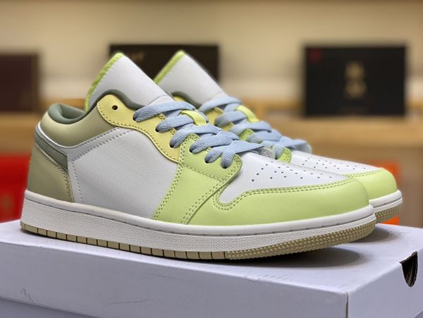 

jumpman 1 low oil green lava glow pink white 1s women men basketball shoes sports sneakers trainer size 36-46