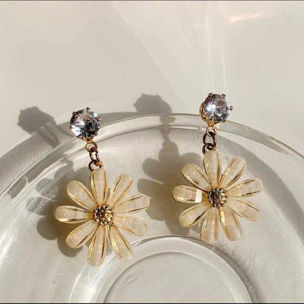 

stud earrings colorful l s925 sterling silver temperament daisies shape for women cute student girlfriend fashion jewelry gift, Golden;silver