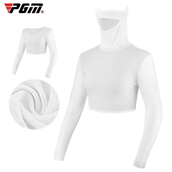 

women's polos pgm golf clothing women ice silk sunscreen long-sleeved t-shirt women's shirt quick-drying slim cropped anti-uv spor, White