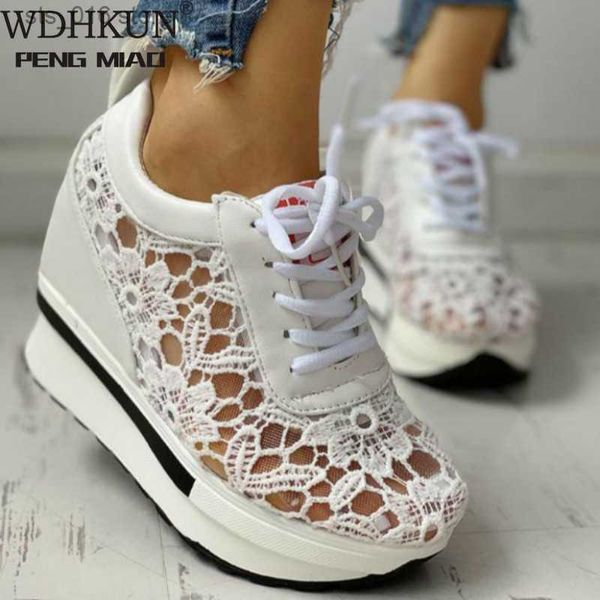 

dress shoes summer lace-up breathable women sandals wedges chunky heels height increasing paltform female ladies shoes zapatos de mujer t230, Black