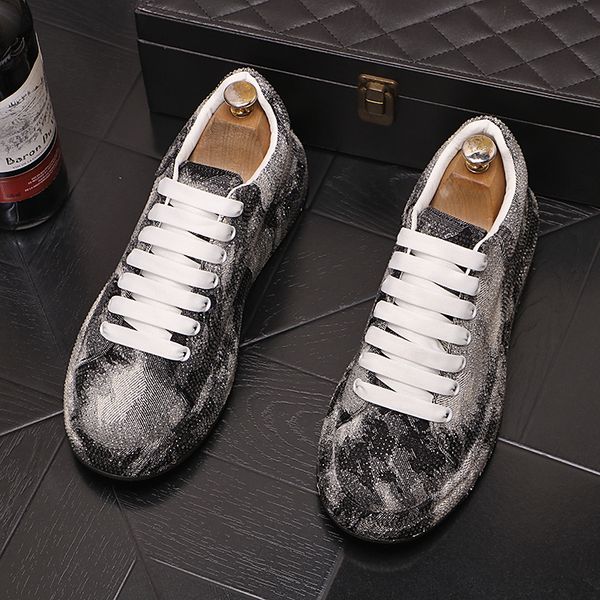

2024 new men shoes outdoor casual sneakers rhinestone board shoes men fashion deerskin sports large size shoes men zapatillas hombre, Black