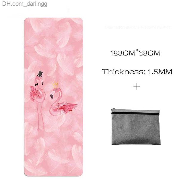 

new folding travel yoga mat 1.5mm rubber non-slip pad suede printed fitness blanket for ladies healthy pilates bikram gym q230826