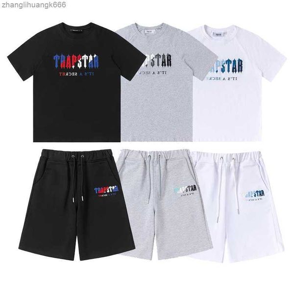 

men's t-shirts trapstar t shirt designer shirts print letter luxury black and white grey rainbow color summer sports fashion cotton cor, Black;brown