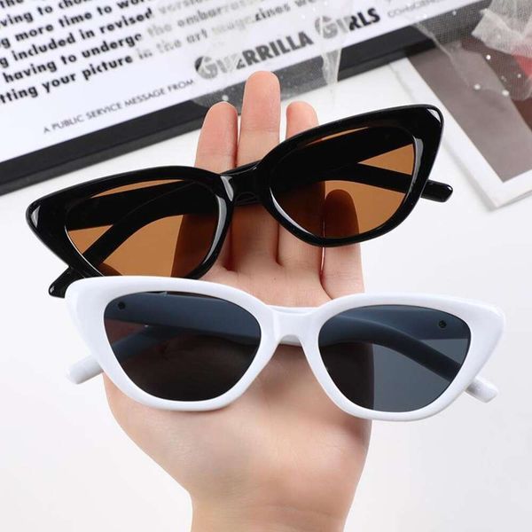 

summer triangular cat eye sunglasses american ies retro high end slimming, White;black