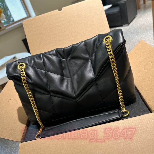 

solf leather woman designer shoulder bag loulou puffer crossbody bag y-shaped luxury handbags gold silver chain black bag fashion brand cros