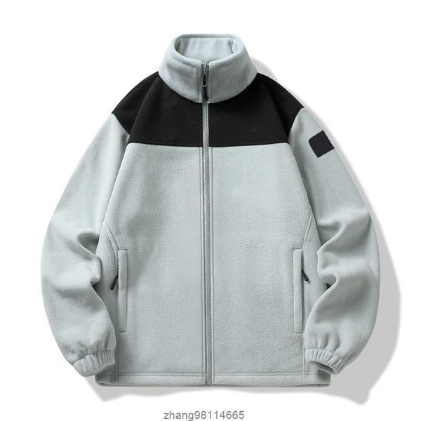 

casual warm coat autumn winter fleece casual coat male couple fashion stand-up collar splicing jacket warm multi-colored stone, Black