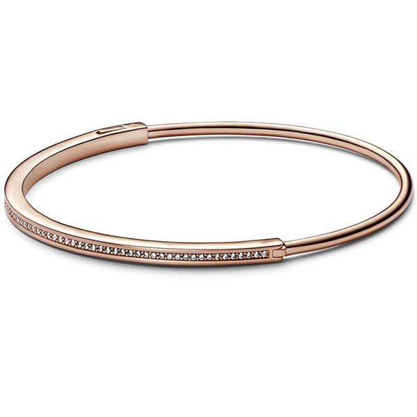 

bangle original sterling sier rose gold signature id with crystal pave bangle bracelet bangle for popular bead charm diy jewelry, Black