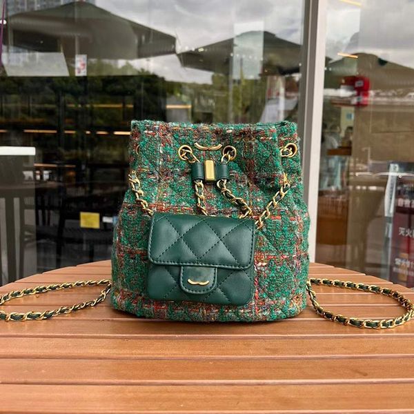 

designer backpack women tote bags mini bucket bag woolen fabric green shoulder bag luxury quality composite bag 2pc crochet crossbody purse