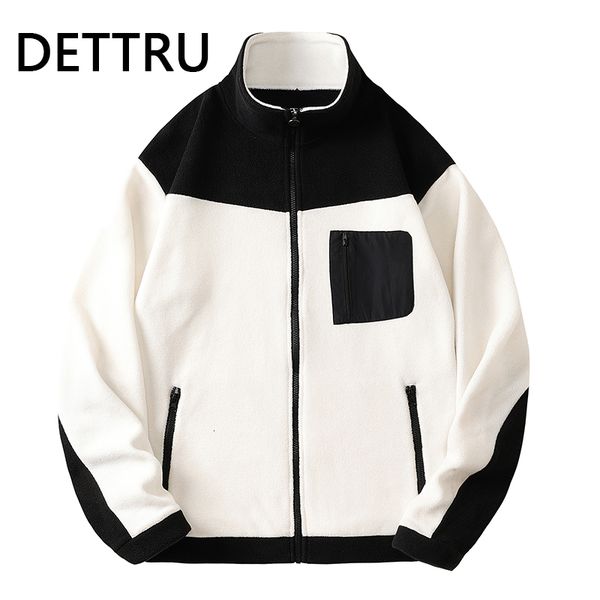 

men's jackets winter fleece fluffy jacket streetwear harajuku fuzzy zipper coat men autumn solid color lightweight black white 230826, Black;brown
