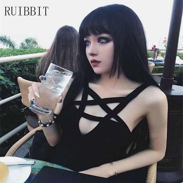 

women's jumpsuits rompers arrival gothic girls pentagram hollow out bodysuit women punk skinny black female 230826, Black;white