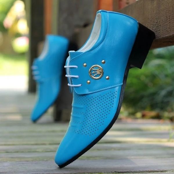 

dress shoes summer leather men male fashion italian business luxury colorful 230826, Black