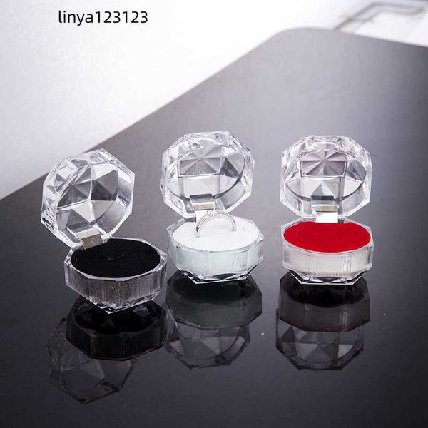 

20pcs rings box jewelry clear acrylic wedding gift ring stud dust plug, Black;white