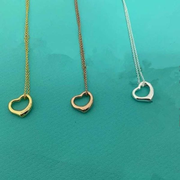 

designer necklace t family sterling silver 18k rose gold hollow heart shaped peach pendant simple girl clavicle chain gift tiffaniess