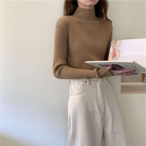 

half turtleneck sweater base shirt for womens summer ordinary style with a black skintight, White;black