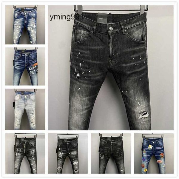 

2023 new arrivals d2 mens luxury purple designer denim jeans holes trousers dsquare jeans coolguy biker pants mens clothing 2#c403, Blue