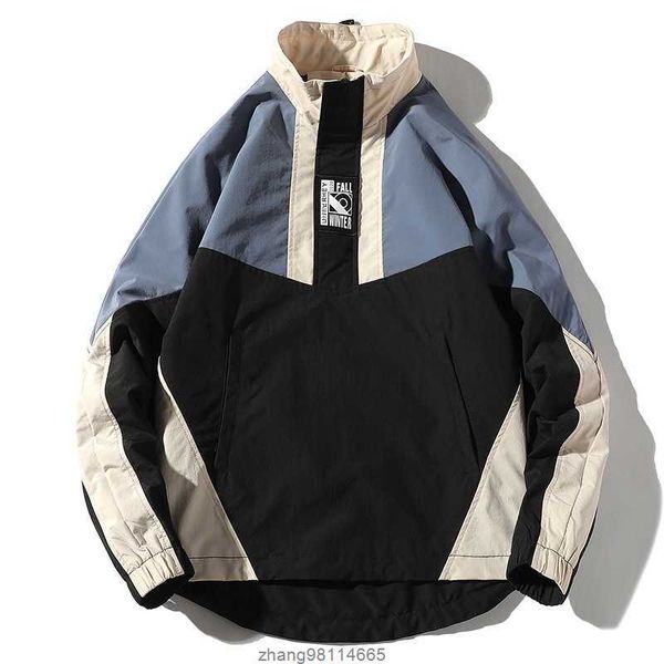 

mens jackets men hip hop spring coat harajuku retro color block patchwork windbreaker streetwear vintage oversized 221128, Black;brown