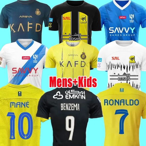 

ronaldo neymar jr soccer jerseys 23 24 al hilal nassr fc ittihad benzema fans player version mane neves saudi arabia kante al-ittihad 2023 2, Black;yellow