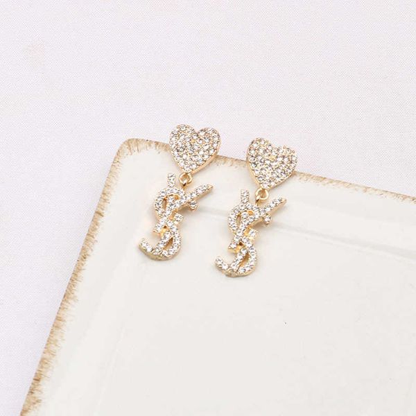 

designer earrings sl luxury love full diamond classic y french style earrings korean fashion earrings valentine's day gifts quality fas, Golden