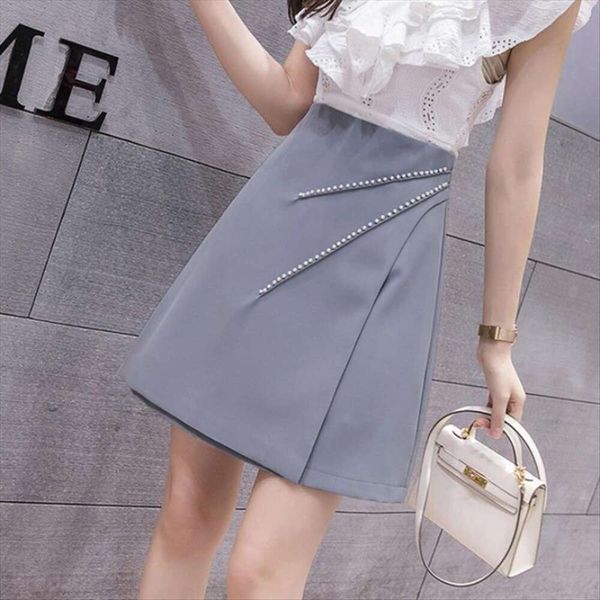 

irregular suit skirt womens summer style beaded high waist short, Black