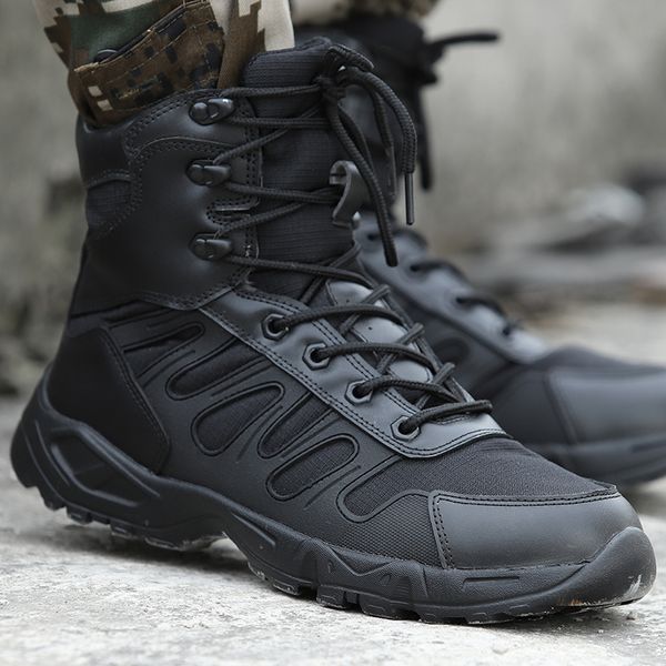 

boots men's hiking shoes men brand military super light combat special force tactical desert ankle botas masculina 230826, Black