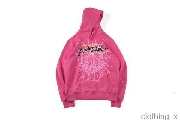 

young thug pink sp5der 555555 men women hoodie foam print spider web graphic 555555 sweatshirts pullovers s-xl tu98, Black